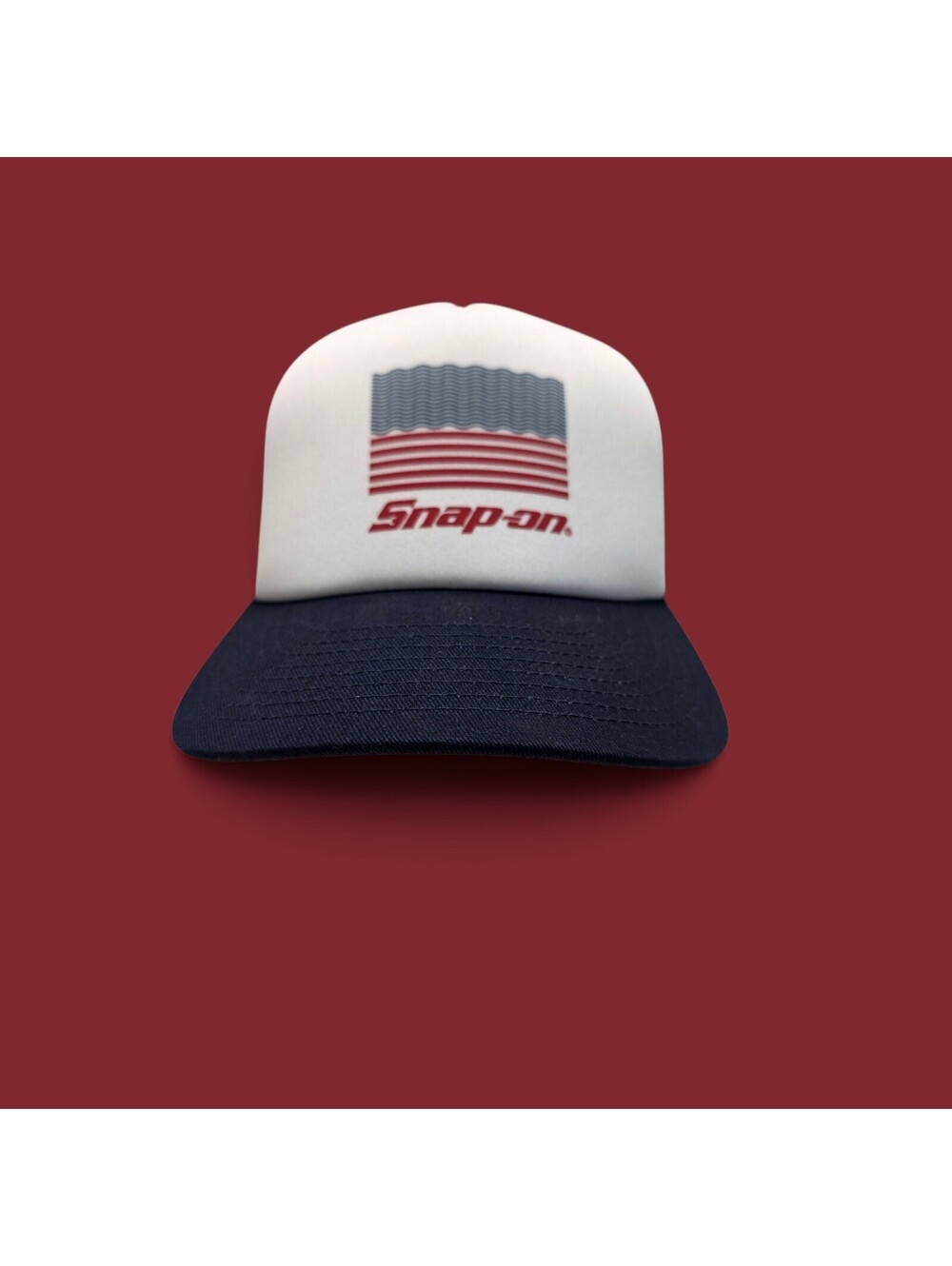 Snap-On Tools Trucker Hat Cap Snapback Mesh Flag Graphic Blue White Official USA